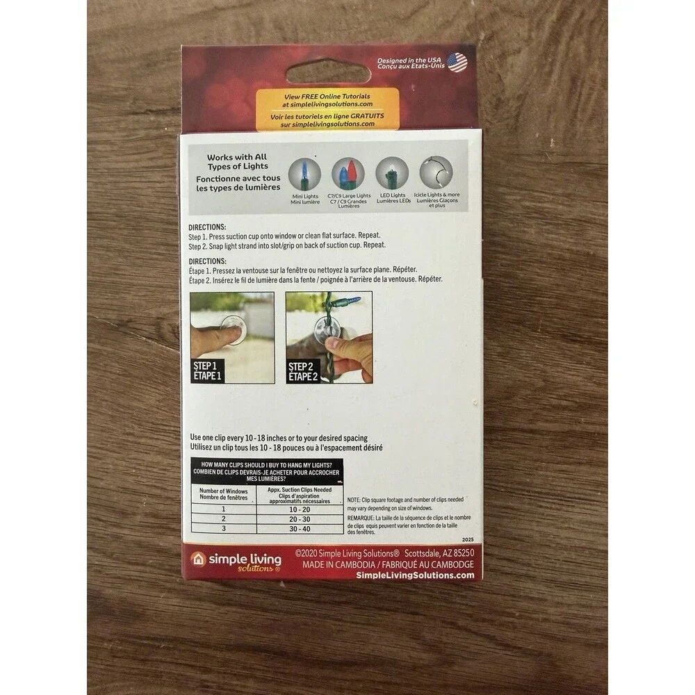 Smart Light Suction Cup Light Clips - 20 Count -Simple Living